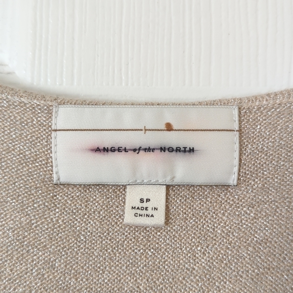 Angel of the North Gold Lurex Pleated Scoop Neck Long Balloon Sleeve Blouse S - Picture 5 of 14